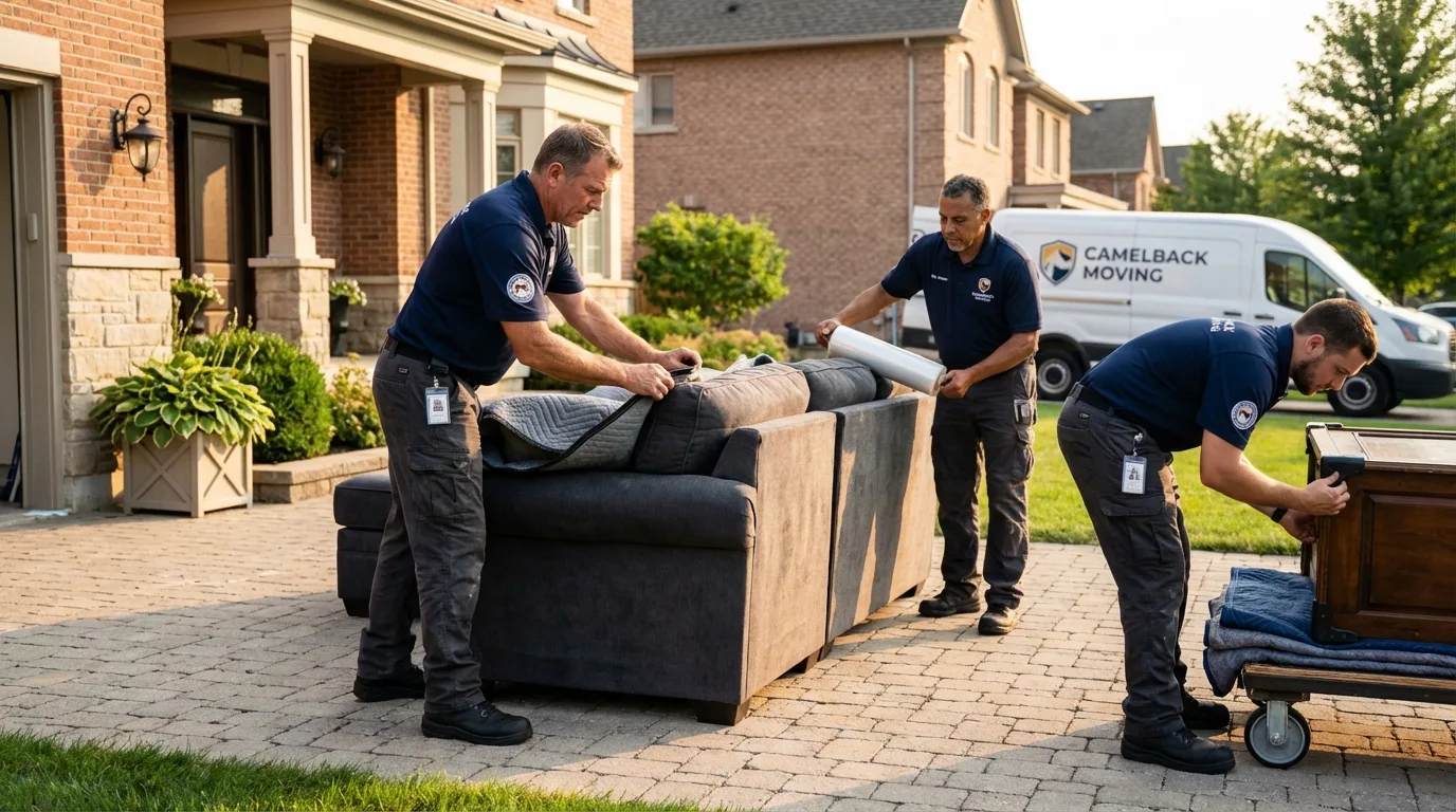 Large estate moving crew wrapping furniture in Villas, NJ
